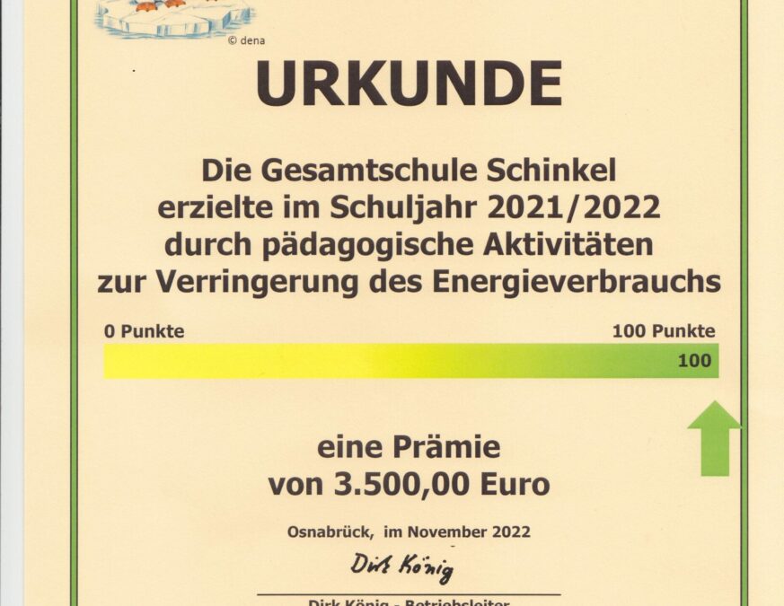 GSS als Energiesparschule prämiert